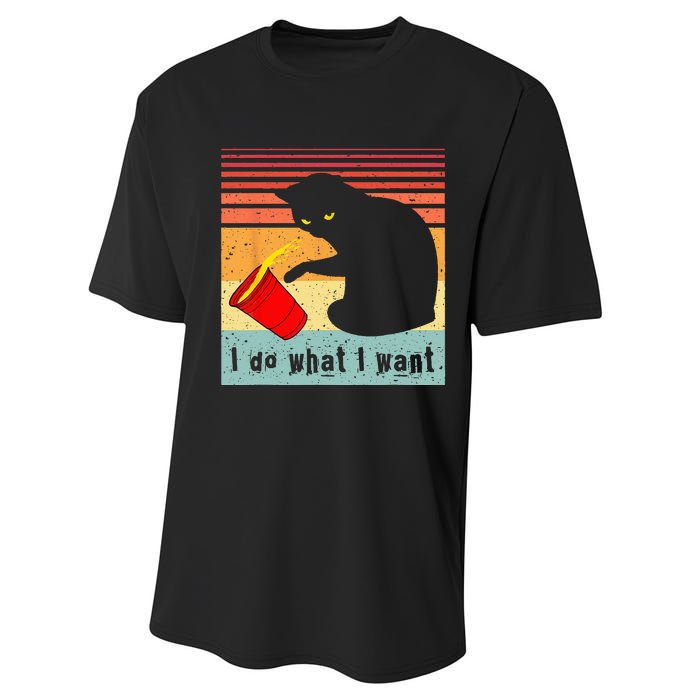 Do What I Want Vintage Black Cat Red Cup Funny My Cat Performance Sprint T-Shirt