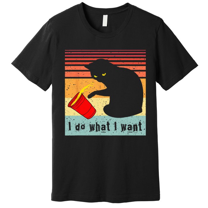 Do What I Want Vintage Black Cat Red Cup Funny My Cat Premium T-Shirt