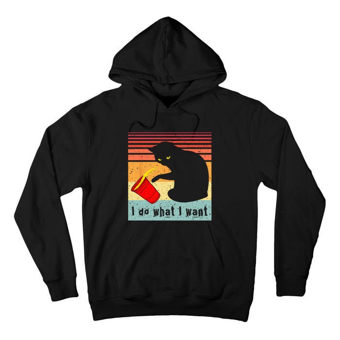 Do What I Want Vintage Black Cat Red Cup Funny My Cat Tall Hoodie