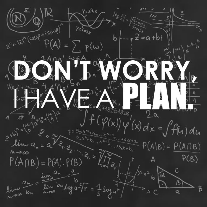 Don't Worry I Have A Plan Funny Math Joke Sarcasm 7 Panel Mesh Trucker Snapback Hat