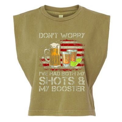 DonT Worry IVe Had Both My Shots And Booster American Flag Garment-Dyed Women's Muscle Tee