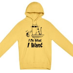 Do What I Want Black Cat Red Cup Funny Graphic Premium Pullover Hoodie