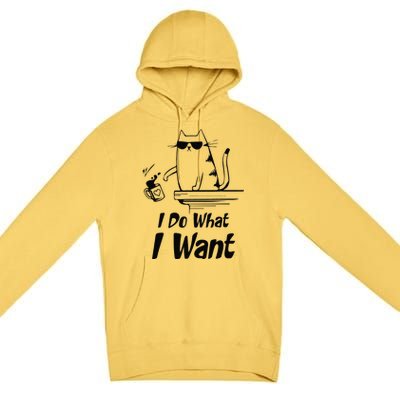 Do What I Want Black Cat Red Cup Funny Graphic Premium Pullover Hoodie