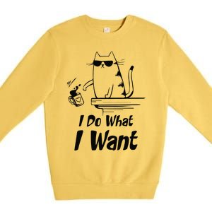 Do What I Want Black Cat Red Cup Funny Graphic Premium Crewneck Sweatshirt