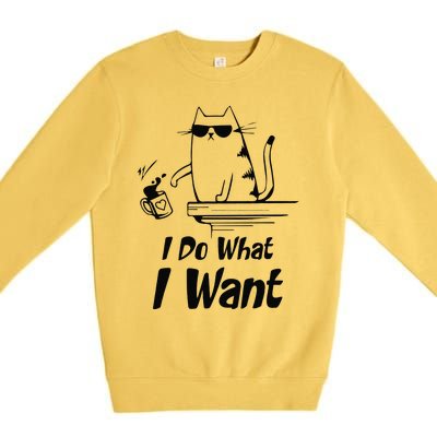 Do What I Want Black Cat Red Cup Funny Graphic Premium Crewneck Sweatshirt