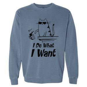 Do What I Want Black Cat Red Cup Funny Graphic Garment-Dyed Sweatshirt