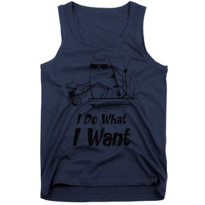 Do What I Want Black Cat Red Cup Funny Graphic Tank Top