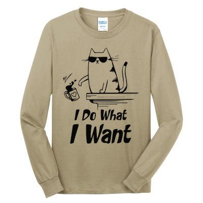 Do What I Want Black Cat Red Cup Funny Graphic Tall Long Sleeve T-Shirt