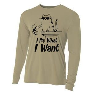 Do What I Want Black Cat Red Cup Funny Graphic Cooling Performance Long Sleeve Crew