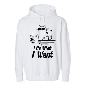 Do What I Want Black Cat Red Cup Funny Graphic Garment-Dyed Fleece Hoodie