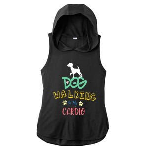 Dog Walking Is My Cardio | Funny Dog walking Ladies PosiCharge Tri-Blend Wicking Draft Hoodie Tank