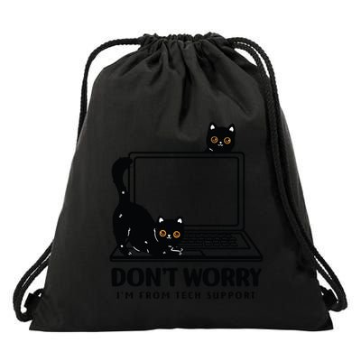 DonT Worry IM From Tech Support Cat Funny Cat Lover Drawstring Bag