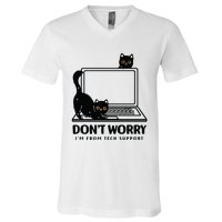 DonT Worry IM From Tech Support Cat Funny Cat Lover V-Neck T-Shirt