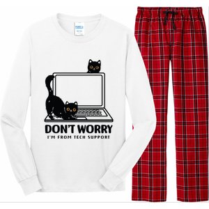 DonT Worry IM From Tech Support Cat Funny Cat Lover Long Sleeve Pajama Set