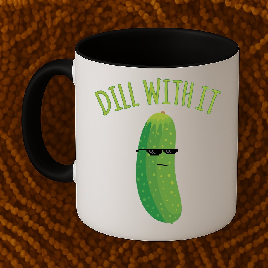 Dill With It Funny Pickle Cute Gift Mug