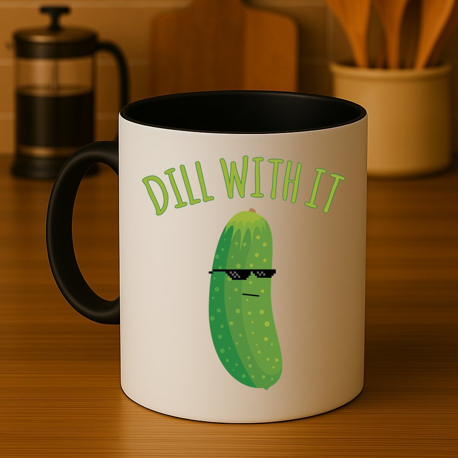 Dill With It Funny Pickle Cute Gift Mug