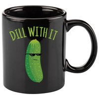 Dill With It Funny Pickle Cute Gift 11oz C Handle Ceramic Mug