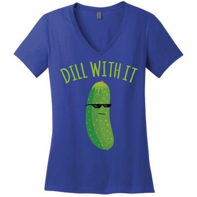 Dill With It Funny Pickle Cute Gift Women's V-Neck T-Shirt