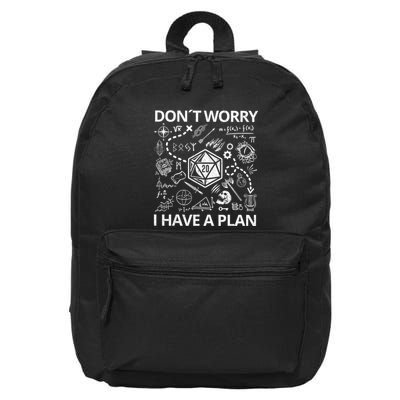 DonT Worry I Have A Plan Funny Dungeon Chaotic Dragon 16 in Basic Backpack