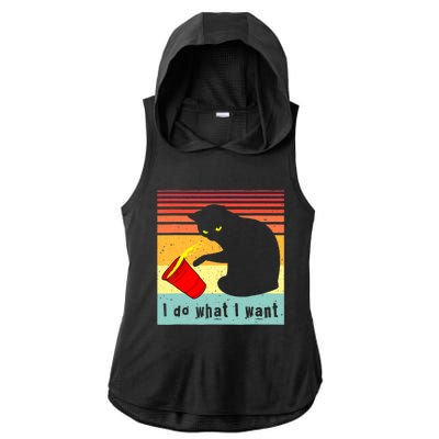 Do What I Want Vintage Black Cat Red Cup Funny Cat Ladies PosiCharge Tri-Blend Wicking Draft Hoodie Tank