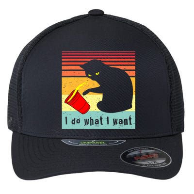 Do What I Want Vintage Black Cat Red Cup Funny Cat Flexfit Unipanel Trucker Cap