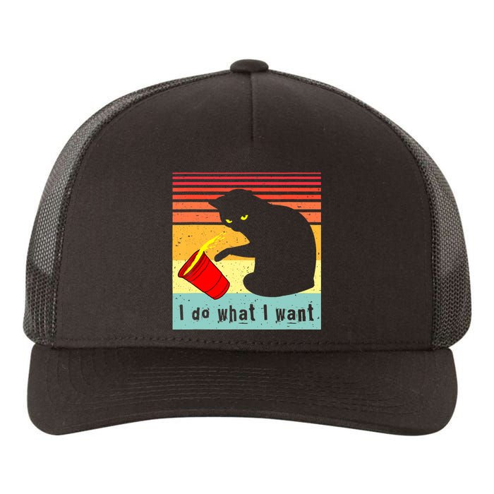 Do What I Want Vintage Black Cat Red Cup Funny Cat Yupoong Adult 5-Panel Trucker Hat