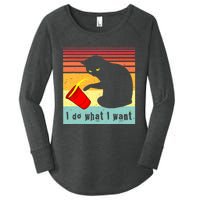 Do What I Want Vintage Black Cat Red Cup Funny Cat Women's Perfect Tri Tunic Long Sleeve Shirt