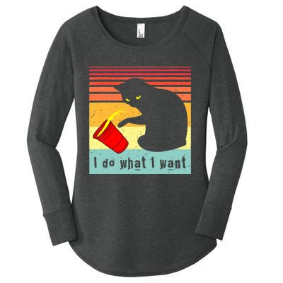 Do What I Want Vintage Black Cat Red Cup Funny Cat Women's Perfect Tri Tunic Long Sleeve Shirt