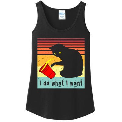 Do What I Want Vintage Black Cat Red Cup Funny Cat Ladies Essential Tank