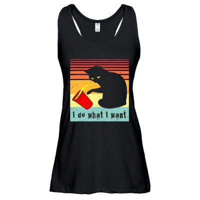 Do What I Want Vintage Black Cat Red Cup Funny Cat Ladies Essential Flowy Tank