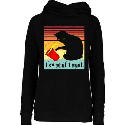 Do What I Want Vintage Black Cat Red Cup Funny Cat Womens Funnel Neck Pullover Hood