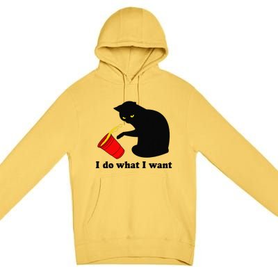 Do What I Want Black Cat Red Cup Funny Graphic Premium Pullover Hoodie