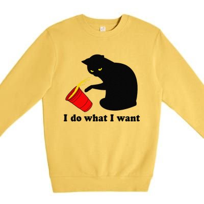 Do What I Want Black Cat Red Cup Funny Graphic Premium Crewneck Sweatshirt