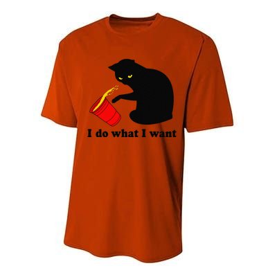 Do What I Want Black Cat Red Cup Funny Graphic Performance Sprint T-Shirt