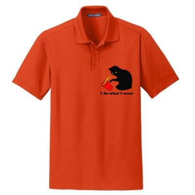 Do What I Want Black Cat Red Cup Funny Graphic Dry Zone Grid Polo