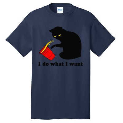 Do What I Want Black Cat Red Cup Funny Graphic Tall T-Shirt