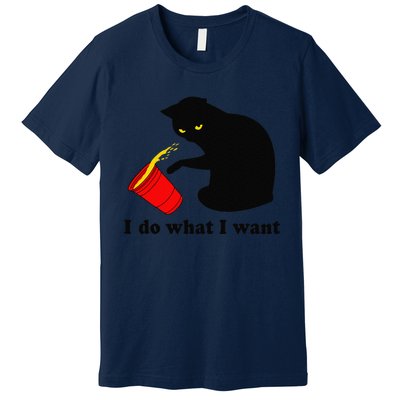 Do What I Want Black Cat Red Cup Funny Graphic Premium T-Shirt