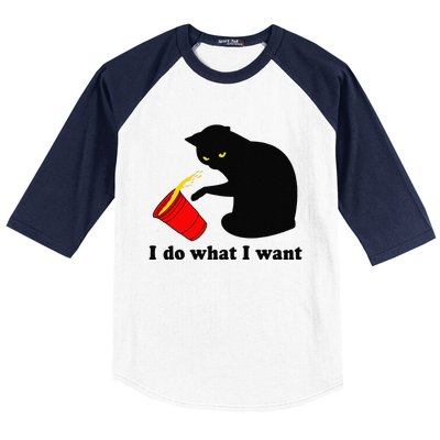 Do What I Want Black Cat Red Cup Funny Graphic Baseball Sleeve Shirt