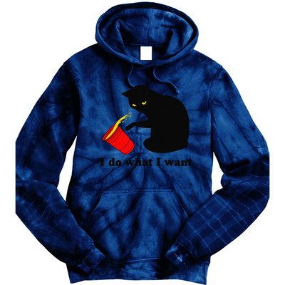 Do What I Want Black Cat Red Cup Funny Graphic Tie Dye Hoodie