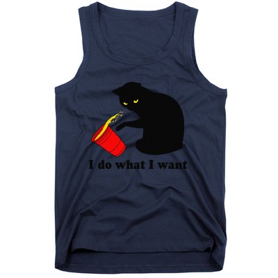 Do What I Want Black Cat Red Cup Funny Graphic Tank Top