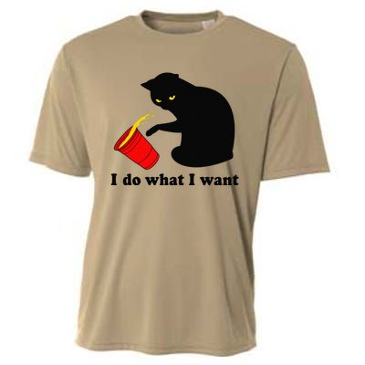 Do What I Want Black Cat Red Cup Funny Graphic Cooling Performance Crew T-Shirt