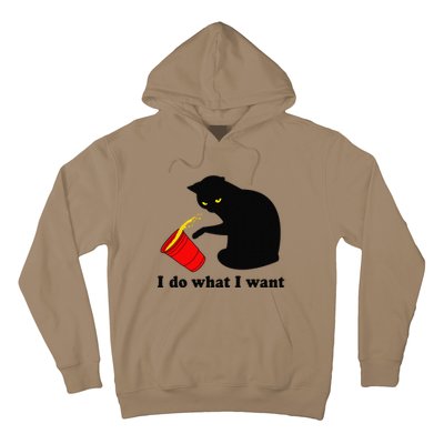 Do What I Want Black Cat Red Cup Funny Graphic Hoodie