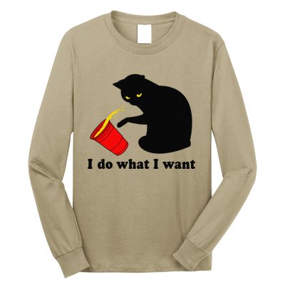 Do What I Want Black Cat Red Cup Funny Graphic Long Sleeve Shirt