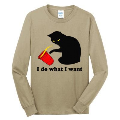 Do What I Want Black Cat Red Cup Funny Graphic Tall Long Sleeve T-Shirt