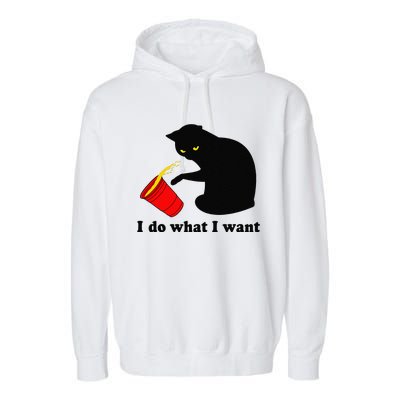 Do What I Want Black Cat Red Cup Funny Graphic Garment-Dyed Fleece Hoodie