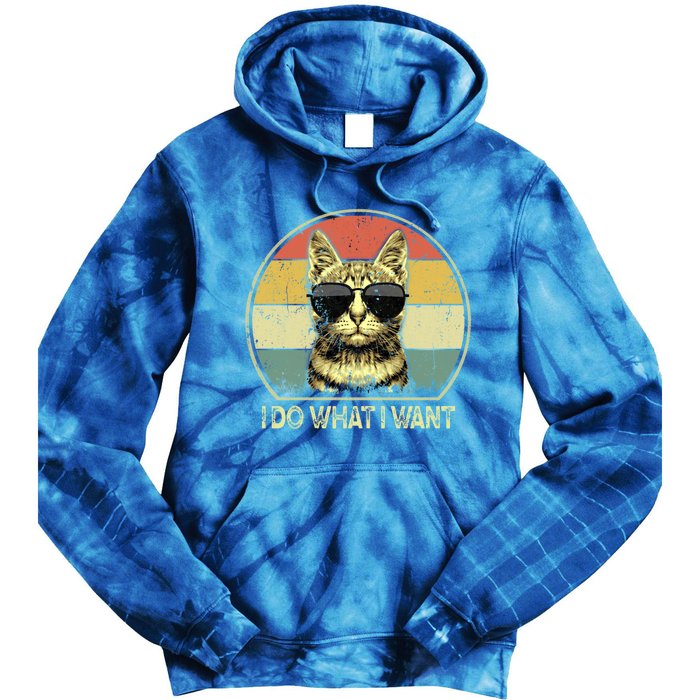 Do What I Want Vintage Kitten Cat My Funny Cat Lover Retro Cool Gift Tie Dye Hoodie