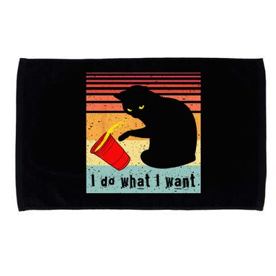 Do What I Want Vintage Black Cat Red Cup Funny My Cat Microfiber Hand Towel