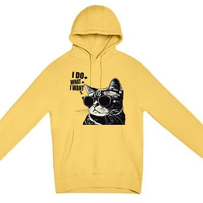 Do What I Want Vintage Black Cat Weird Funny Cat Premium Pullover Hoodie