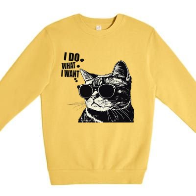 Do What I Want Vintage Black Cat Weird Funny Cat Premium Crewneck Sweatshirt