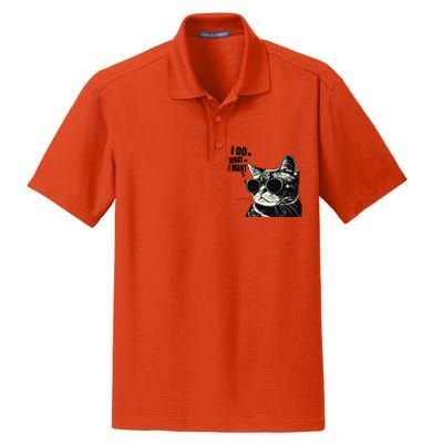 Do What I Want Vintage Black Cat Weird Funny Cat Dry Zone Grid Polo